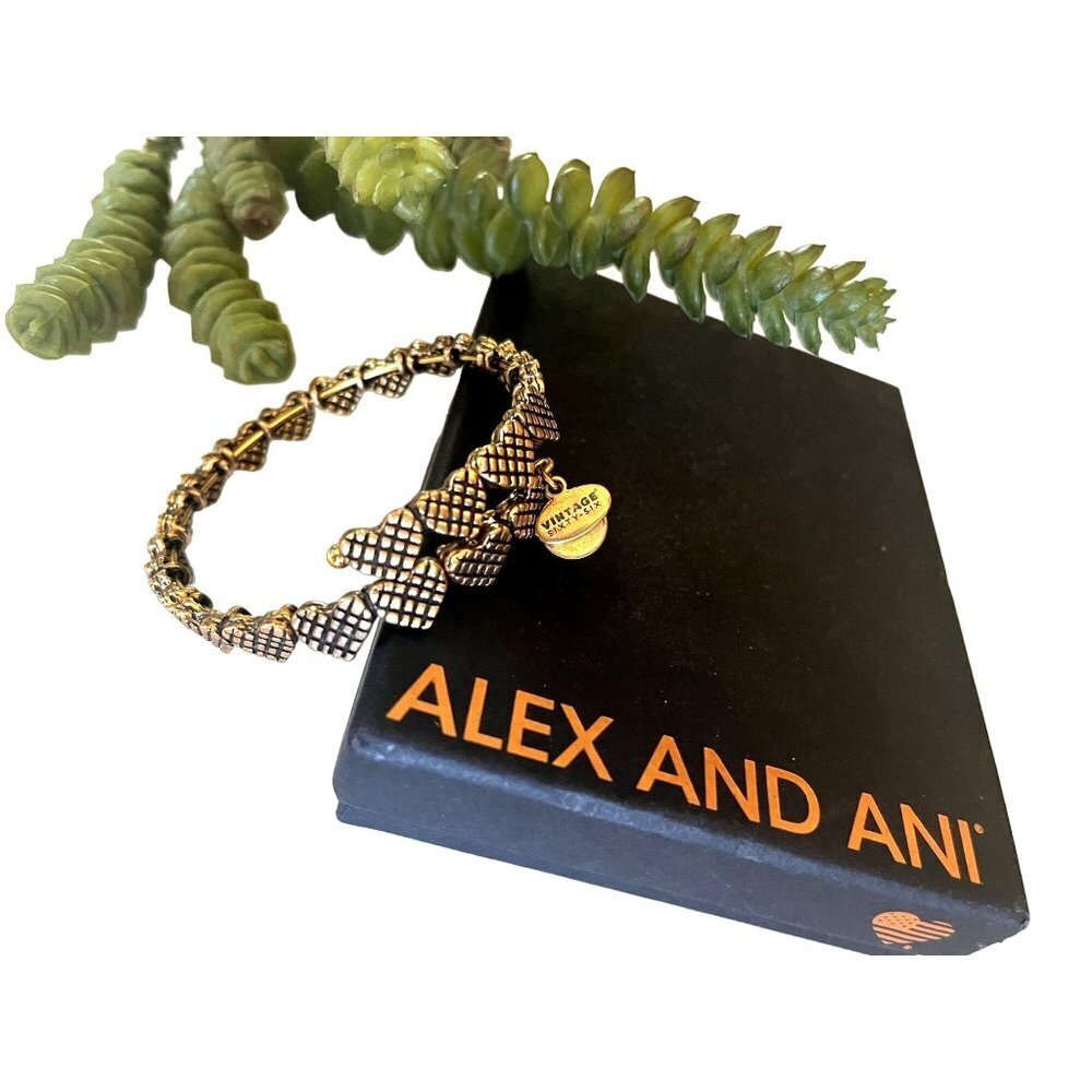 Alex and Ani "Valentine's Day Collection" Romance Hearts Gold Wrap Bracelet